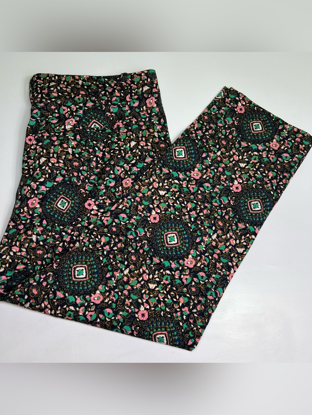 j. crew floral medallion print cropped pants size 12